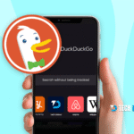 Smartphone screen showing DuckDuckGo AI Search blocking AI-generated images for enhanced privacy.