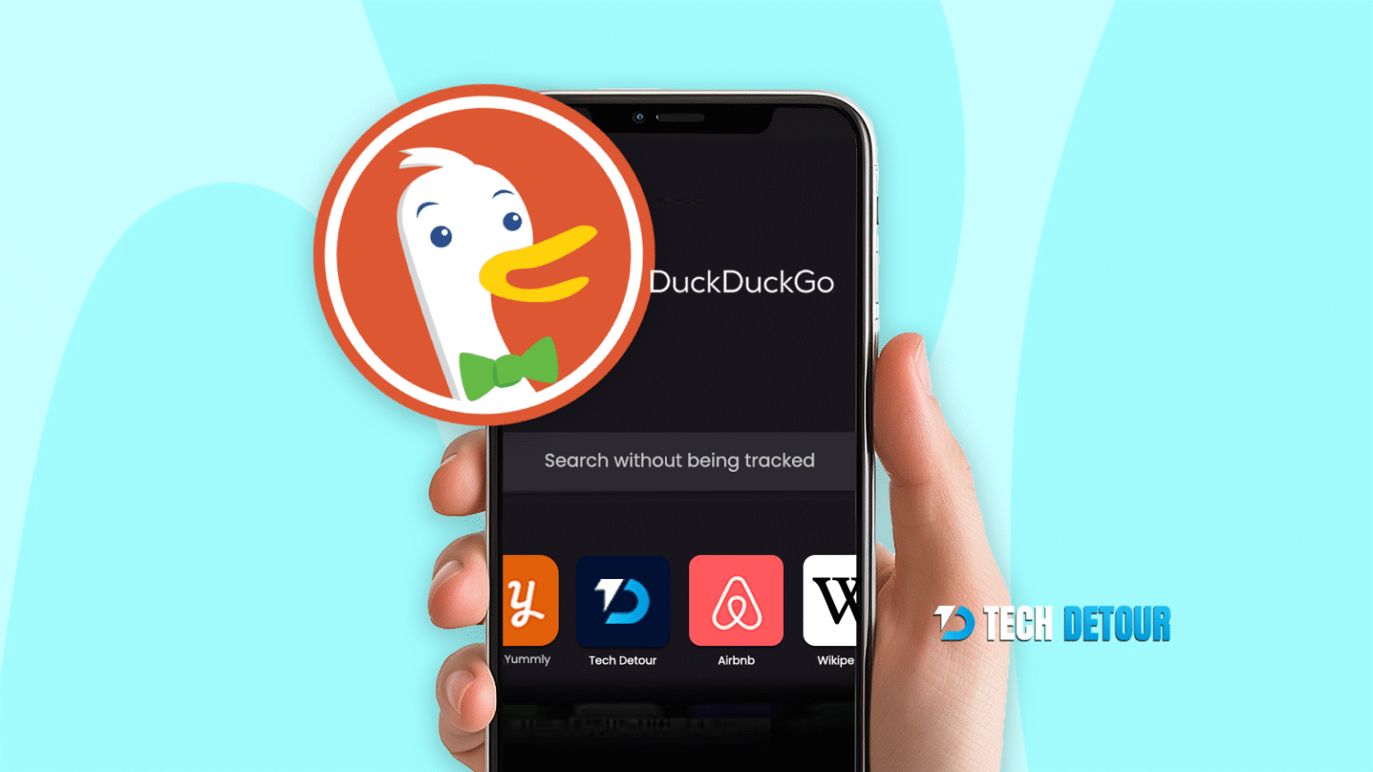 Smartphone screen showing DuckDuckGo AI Search blocking AI-generated images for enhanced privacy.