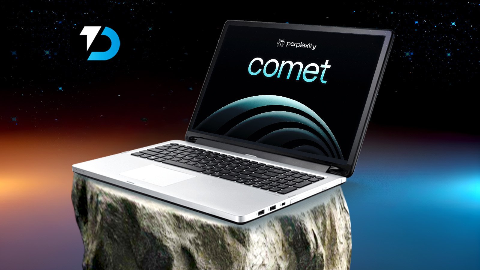 Laptop showing Perplexity Comet browser interface, symbolizing AI-powered smart browsing innovation