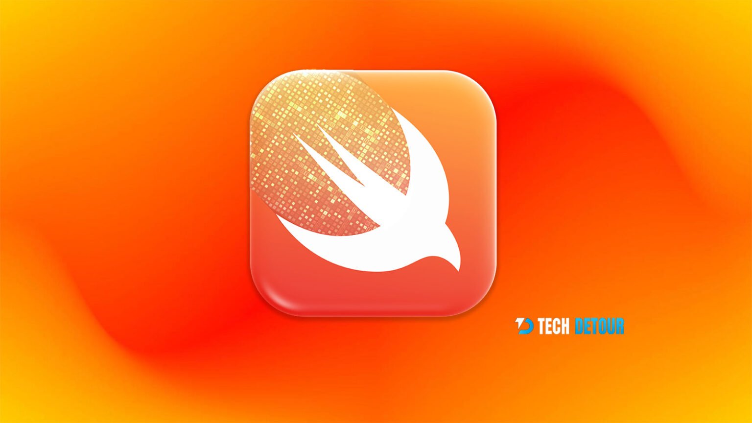 Swift logo representing cross-platform app development for iOS and Android with Tech Detour branding.