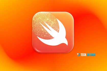 Swift logo representing cross-platform app development for iOS and Android with Tech Detour branding.