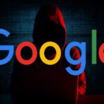 Hacker in hoodie using laptop with Google logo overlay, symbolizing Google data breach 2025 cybersecurity alert.