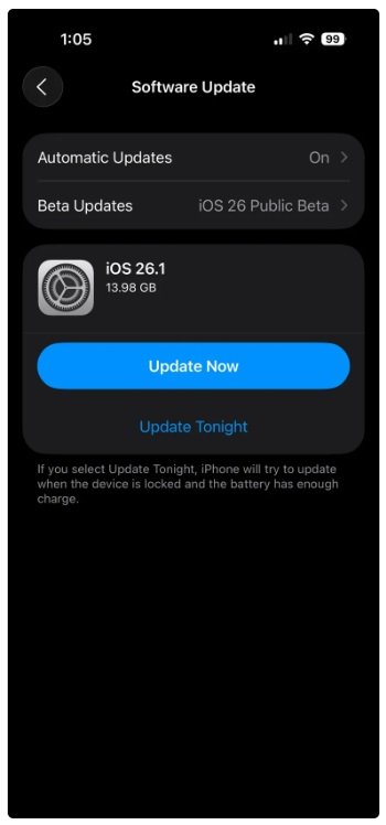 Apple Rolls Out First iOS 26.1 Beta Featuring Minor iPhone Tweaks
