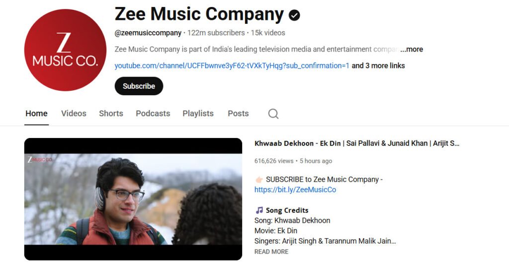Top 10 Most Subscribed YouTube Channels in The World 2026 - Latest Data 111 Zee Music Company